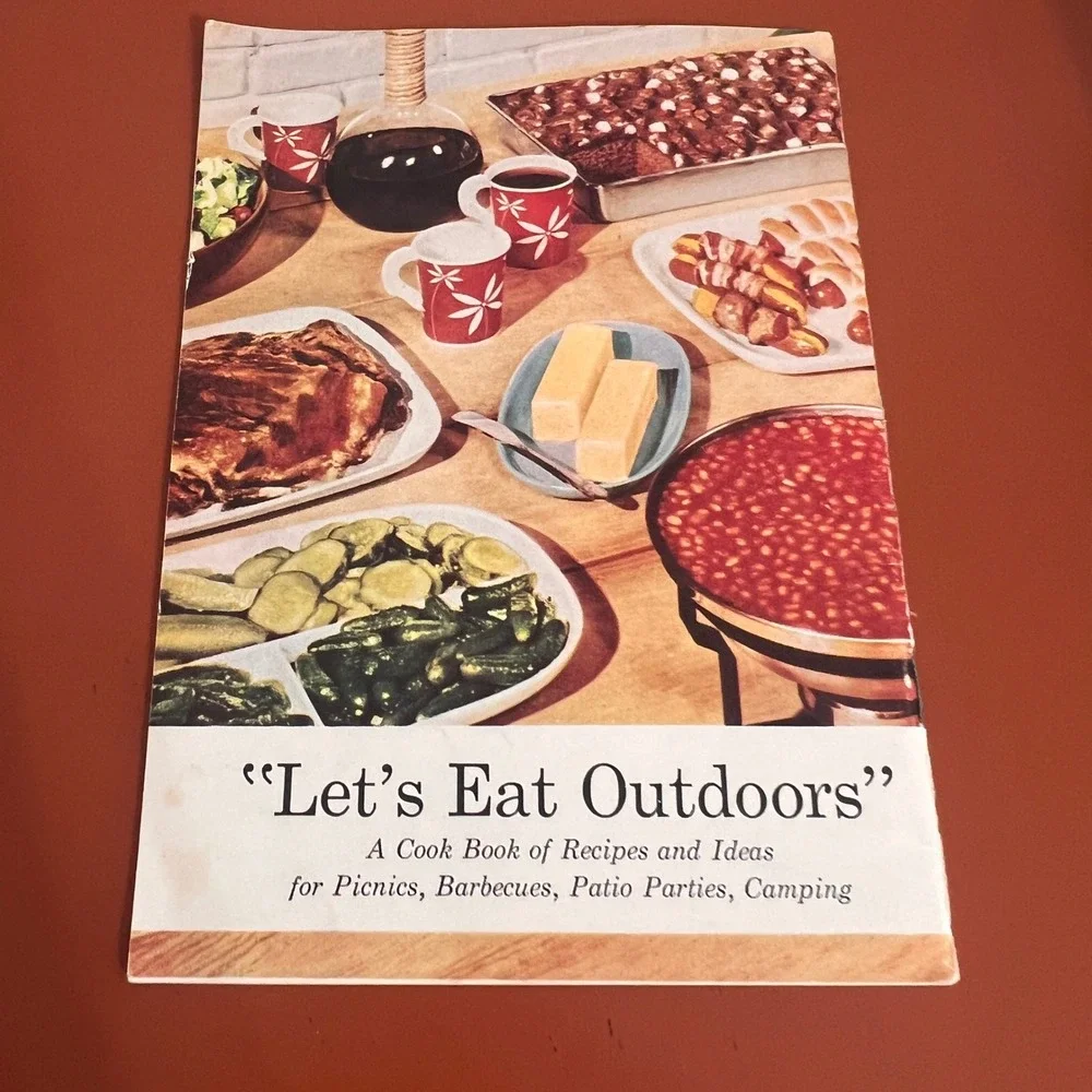 Vintage Lets Eat Outdoors Cookbook Mid Century Picnic BBQ Camping Recipes SPAM